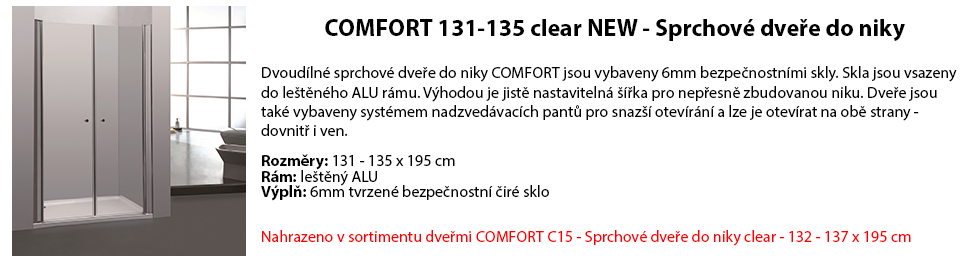 COMFORT 131-135 clear NEW - Sprchové dveře do niky